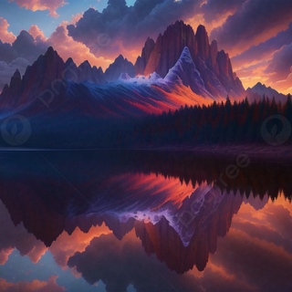 AI sunset lake wallpaper