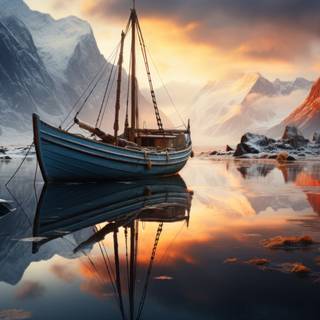 AI sunset lake wallpaper