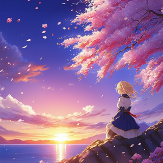 AI sunset lake wallpaper