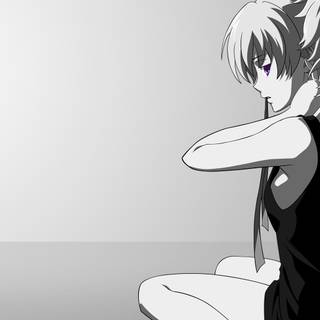 Black and white anime PC wallpaper