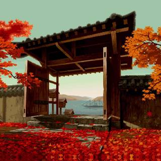 Pixel art autumn wallpaper