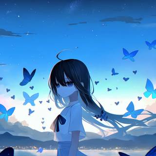 Lonely anime girl wallpaper