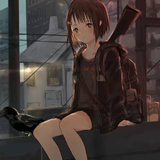 Lonely anime girl wallpaper