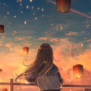 Lonely anime girl wallpaper