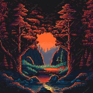 Pixel art autumn wallpaper