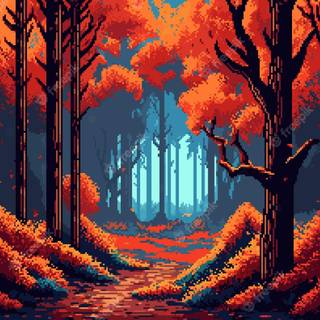 Pixel art autumn wallpaper