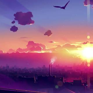 Aesthetic purple scenery wallpaper