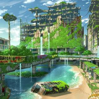 Post apocalyptic city wallpaper