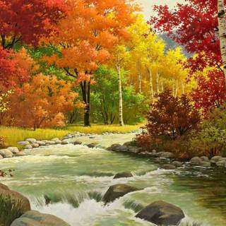 Autumn scenery art wallpaper
