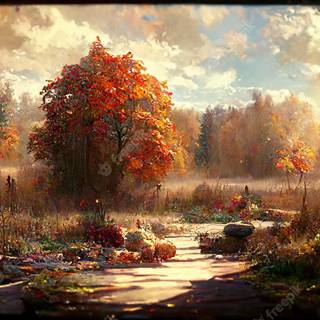 Autumn scenery art wallpaper