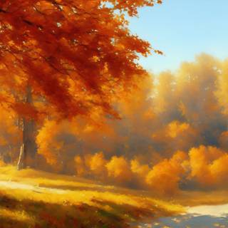 Autumn scenery art wallpaper