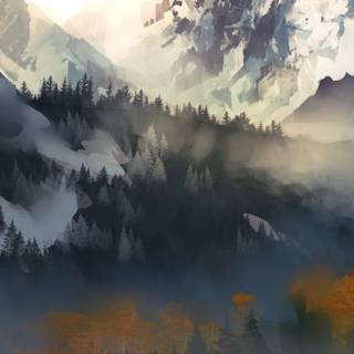Autumn scenery art wallpaper
