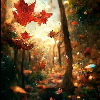 Autumn scenery art wallpaper