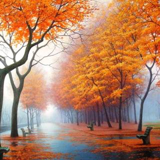 Autumn scenery art wallpaper