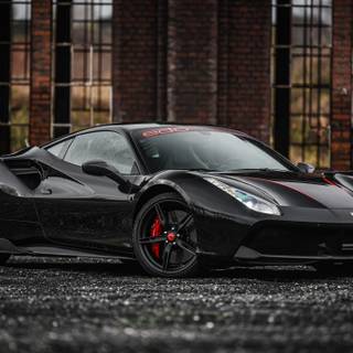 Black Ferrari 4k wallpaper