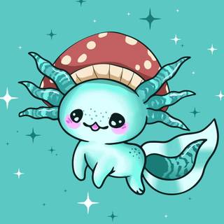 Mushroom axolotl wallpaper