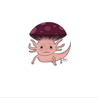 Mushroom axolotl wallpaper