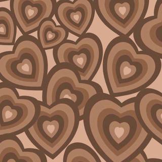 Brown and white preppy heart wallpaper