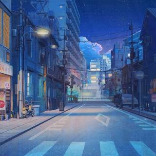 Blue anime aesthetic desktop wallpaper