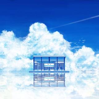 Blue anime aesthetic desktop wallpaper