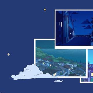 Blue anime aesthetic desktop wallpaper