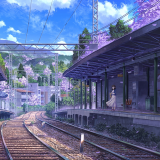 Anime train station HD wallpaper