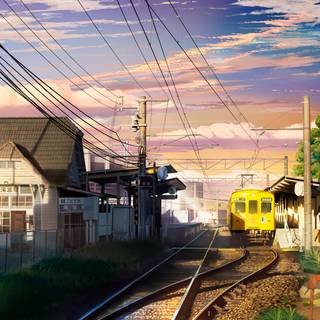 Anime train station HD wallpaper
