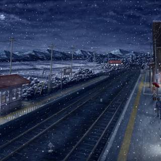 Anime train station HD wallpaper
