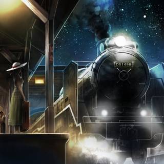 Anime train station HD wallpaper