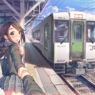 Anime train station HD wallpaper