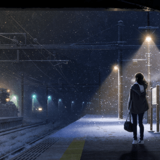Anime train station HD wallpaper