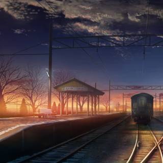 Anime train station HD wallpaper
