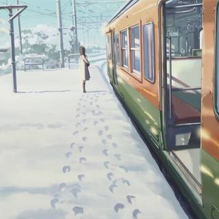 Anime train station HD wallpaper