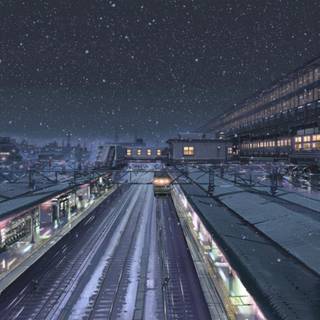 Anime train station HD wallpaper