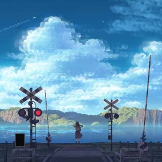 Anime train station HD wallpaper