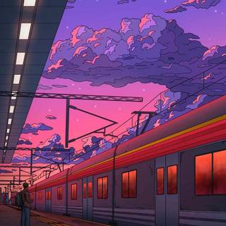 Anime train station HD wallpaper