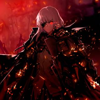 Anime girl 4k red wallpaper