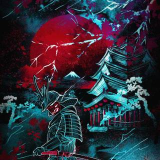 Samurai artwork iPhone wallpaper