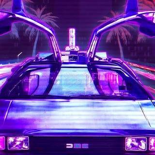 Vaporwave cartoon car phone wallpaper