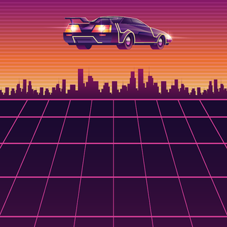 Vaporwave cartoon car phone wallpaper
