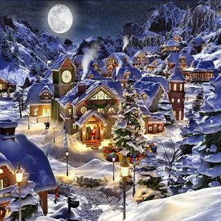 Desktop Christmas village wallpaper