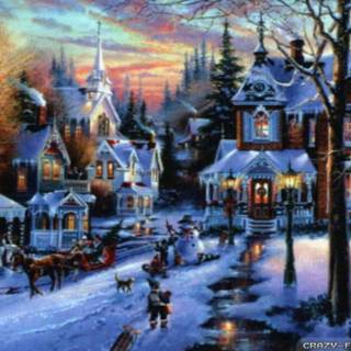 Desktop Christmas village wallpaper