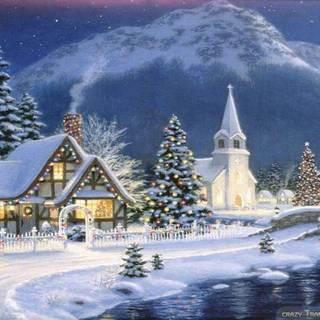 Desktop Christmas village wallpaper