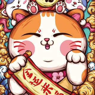 Chinese cat wallpaper