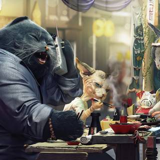 Chinese cat wallpaper