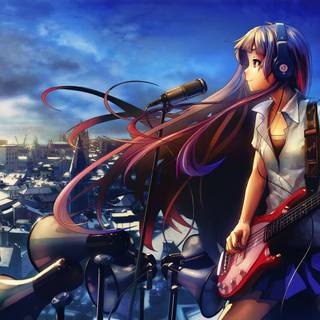 Anime girl singing wallpaper