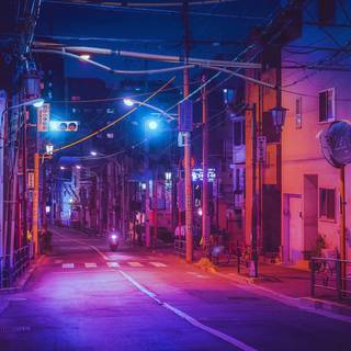 Tokyo city aesthetic street wallpaper