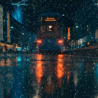 Night city rain wallpaper