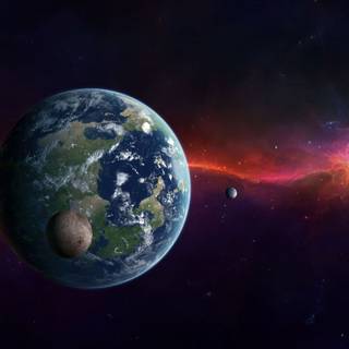 Earth and moon 4k wallpaper