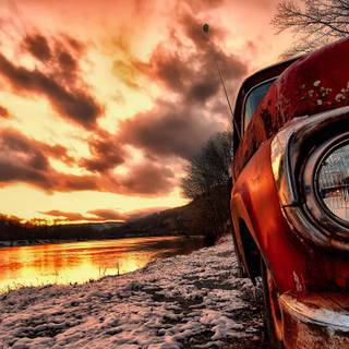 4k car sunset wallpaper